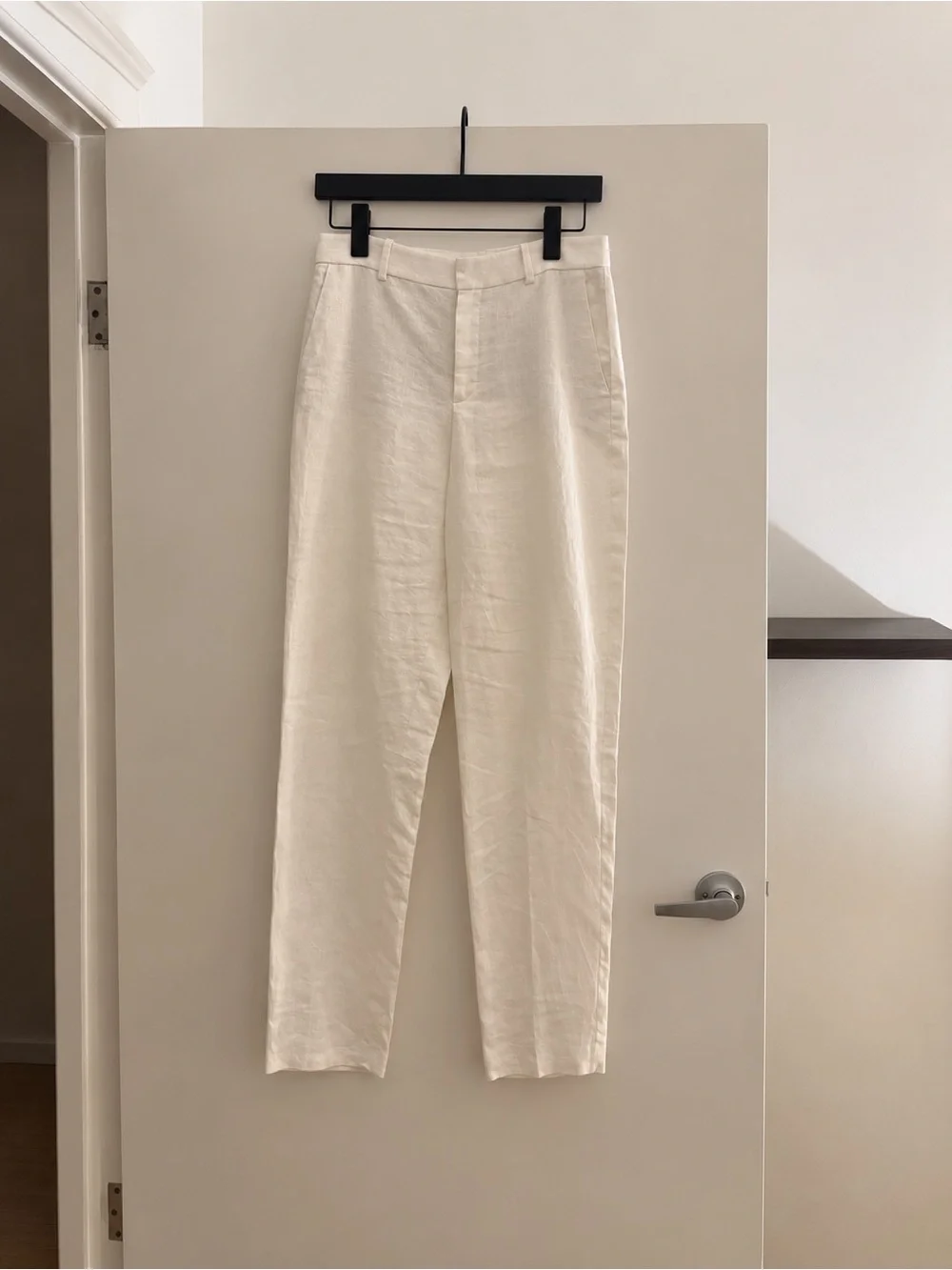Mango White Tapered Linen Pants
